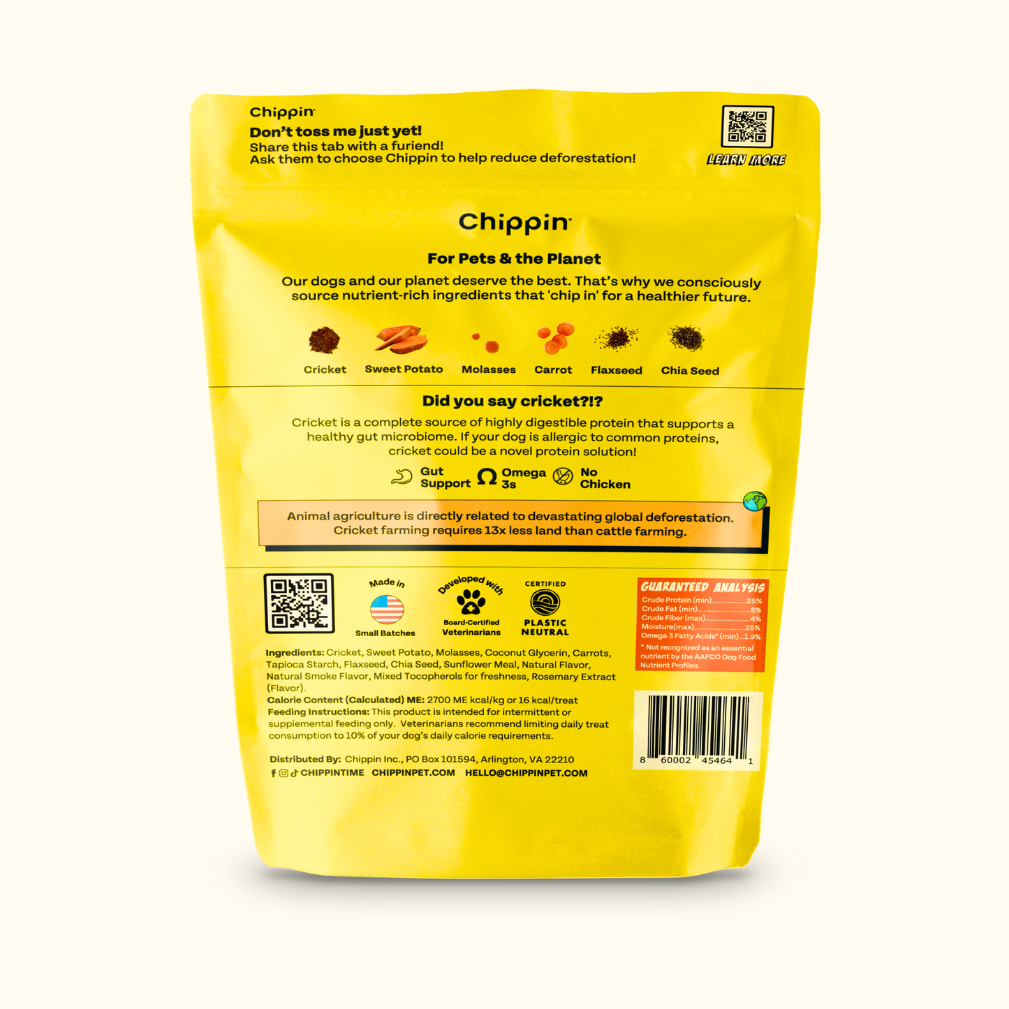 Cricket & Sweet Potato Jerky Dog Treats, 4-Pack