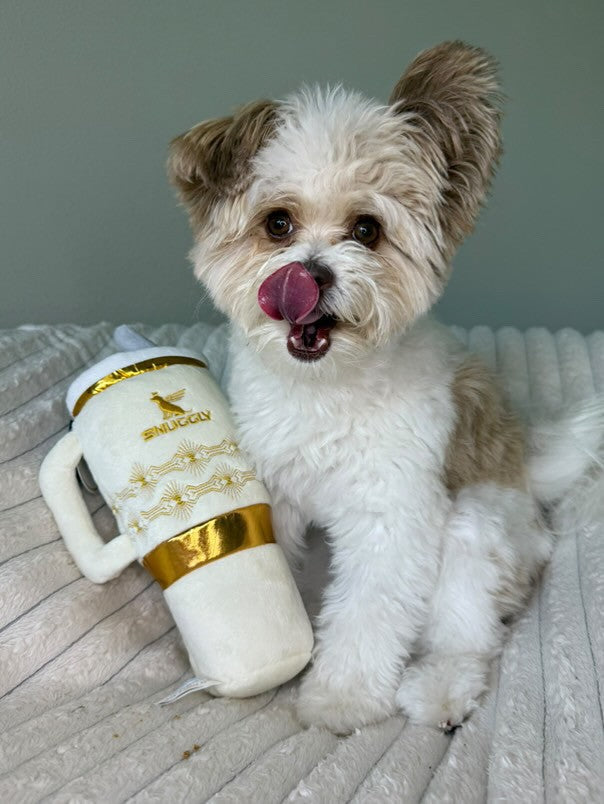 Snuggly Cup Holiday Ivory & Grrradelli Bark Square | Christmas Plush Dog Toys