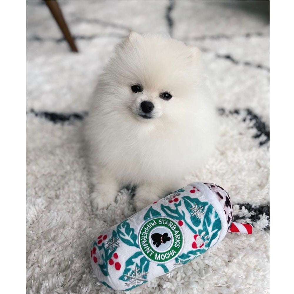 Starbarks Puppermint Mocha Holly Cup & Bone | Christmas Dog Toys
