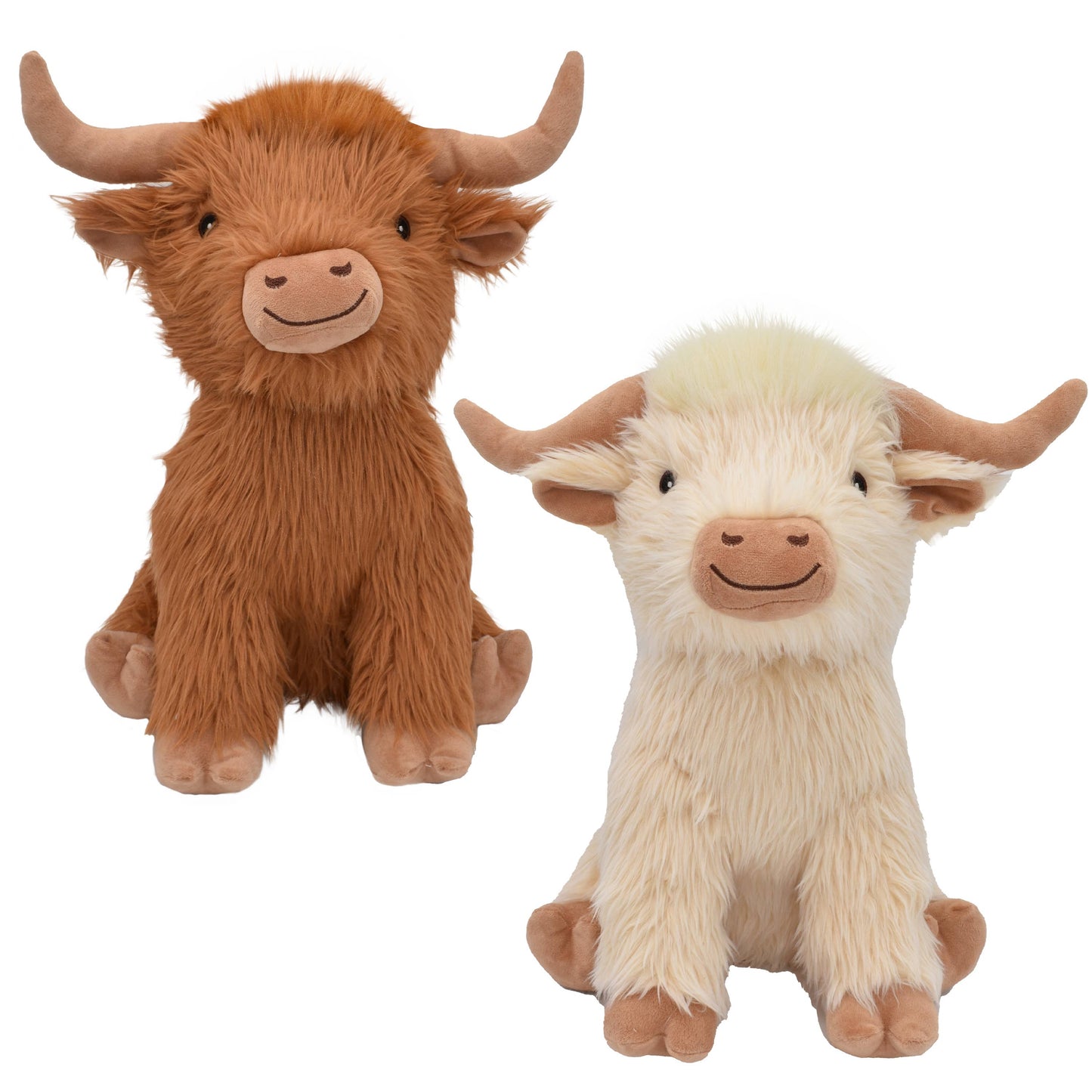 Multipet Highland Cow Shaggy Plush Dog Toy Brown/Cream 14"