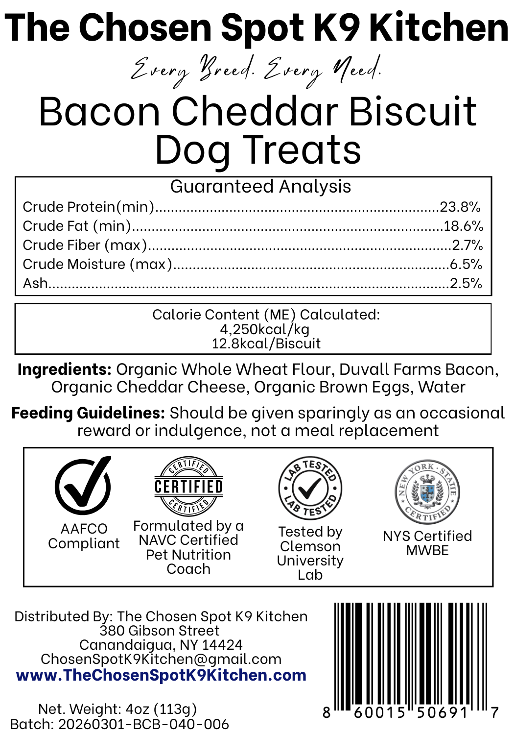 Bacon Cheddar Biscuit Organic Dog Treats with Duvall Farms Bacon 🥓