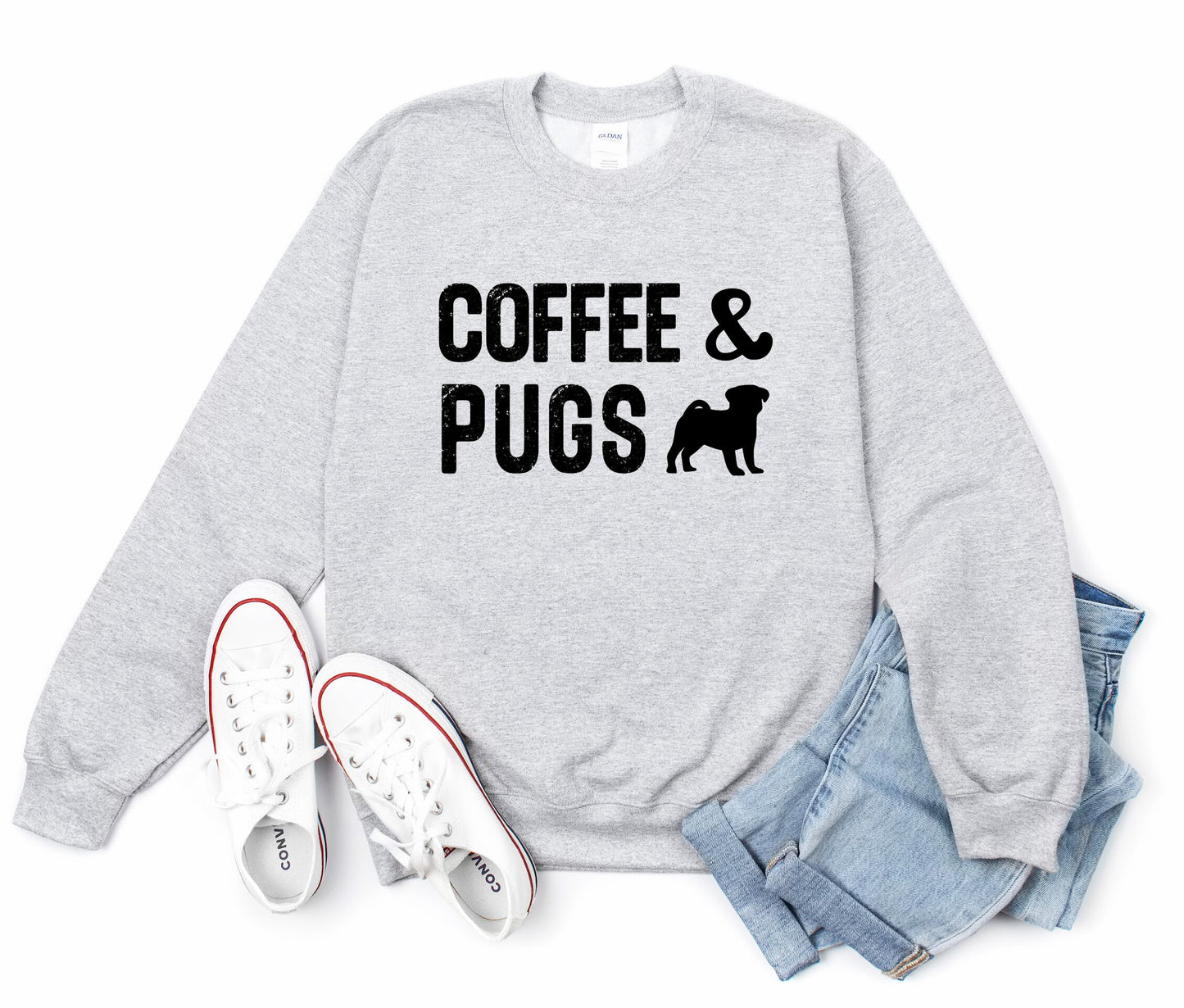 Coffee and Pugs Crewneck Sweatshirt