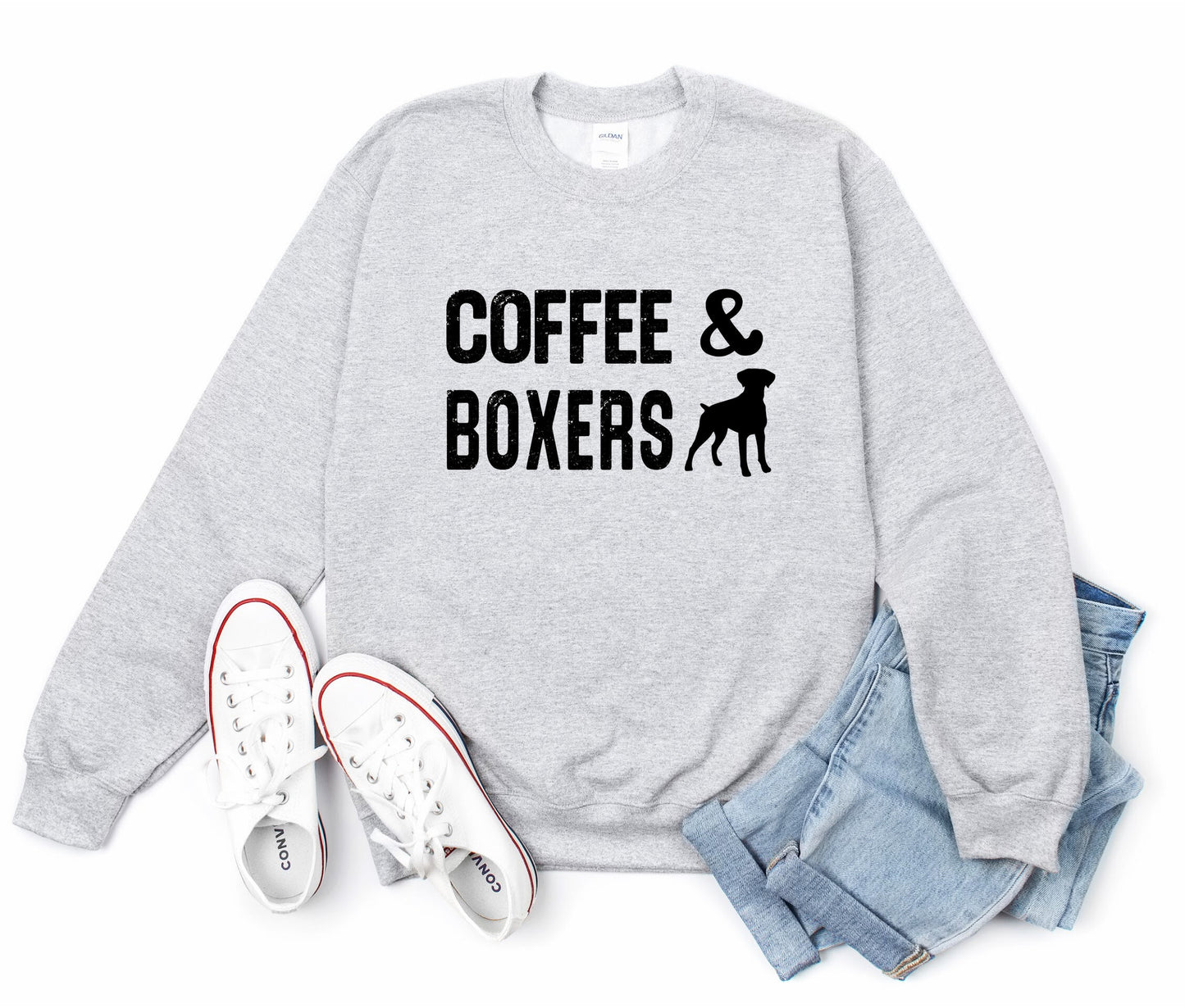 Coffee and Boxers Crewneck Sweatshirt - Bark & Beyond