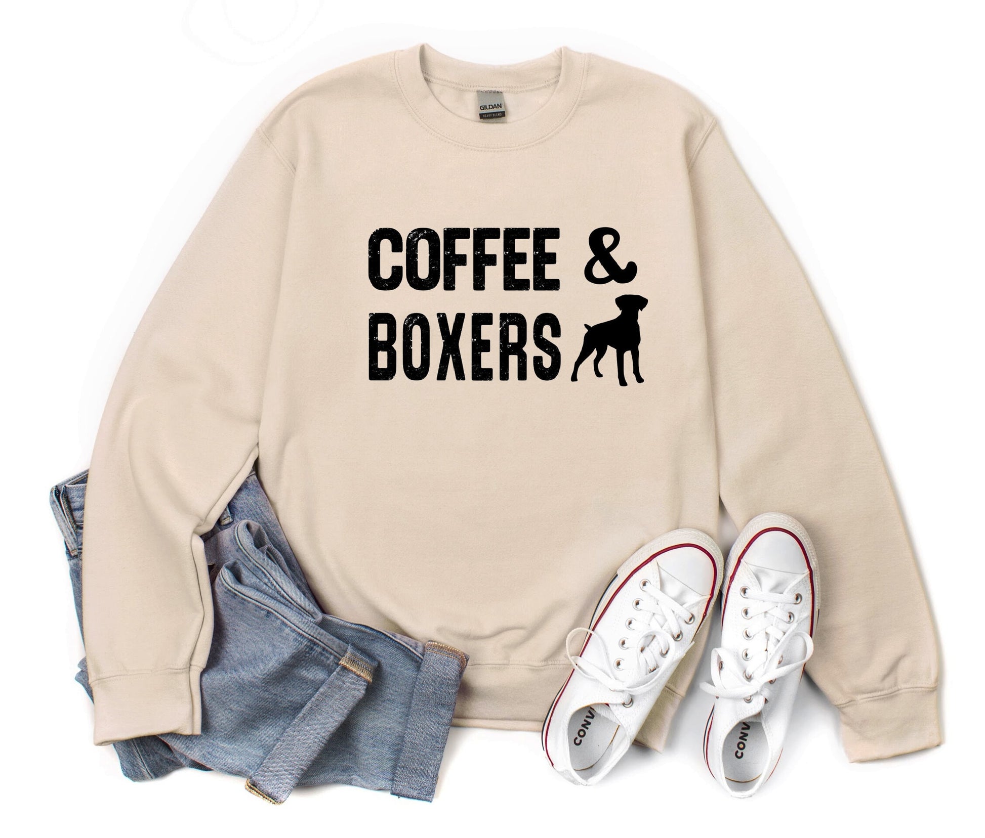 Coffee and Boxers Crewneck Sweatshirt - Bark & Beyond