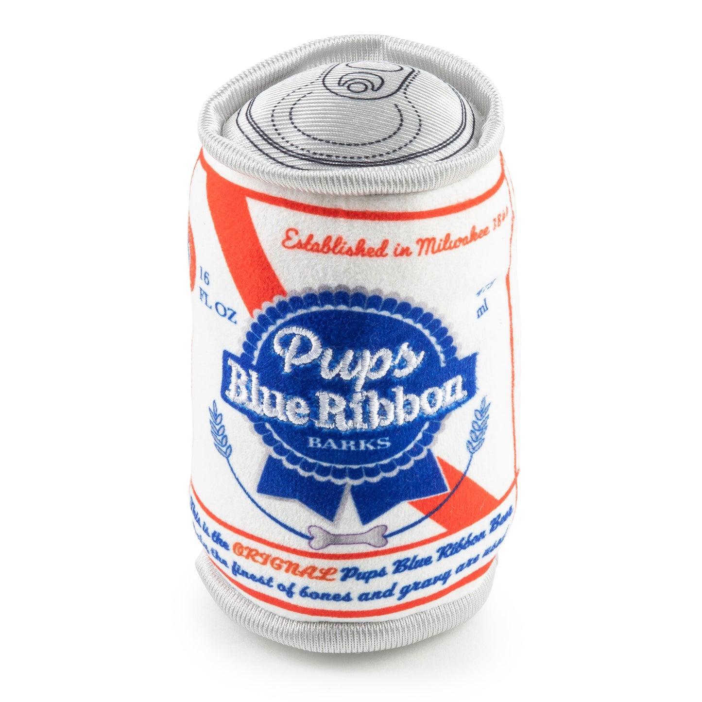 Pups Blue Ribbon | Squeaky Plush Dog Toy with Crinkle & Mesh Lining