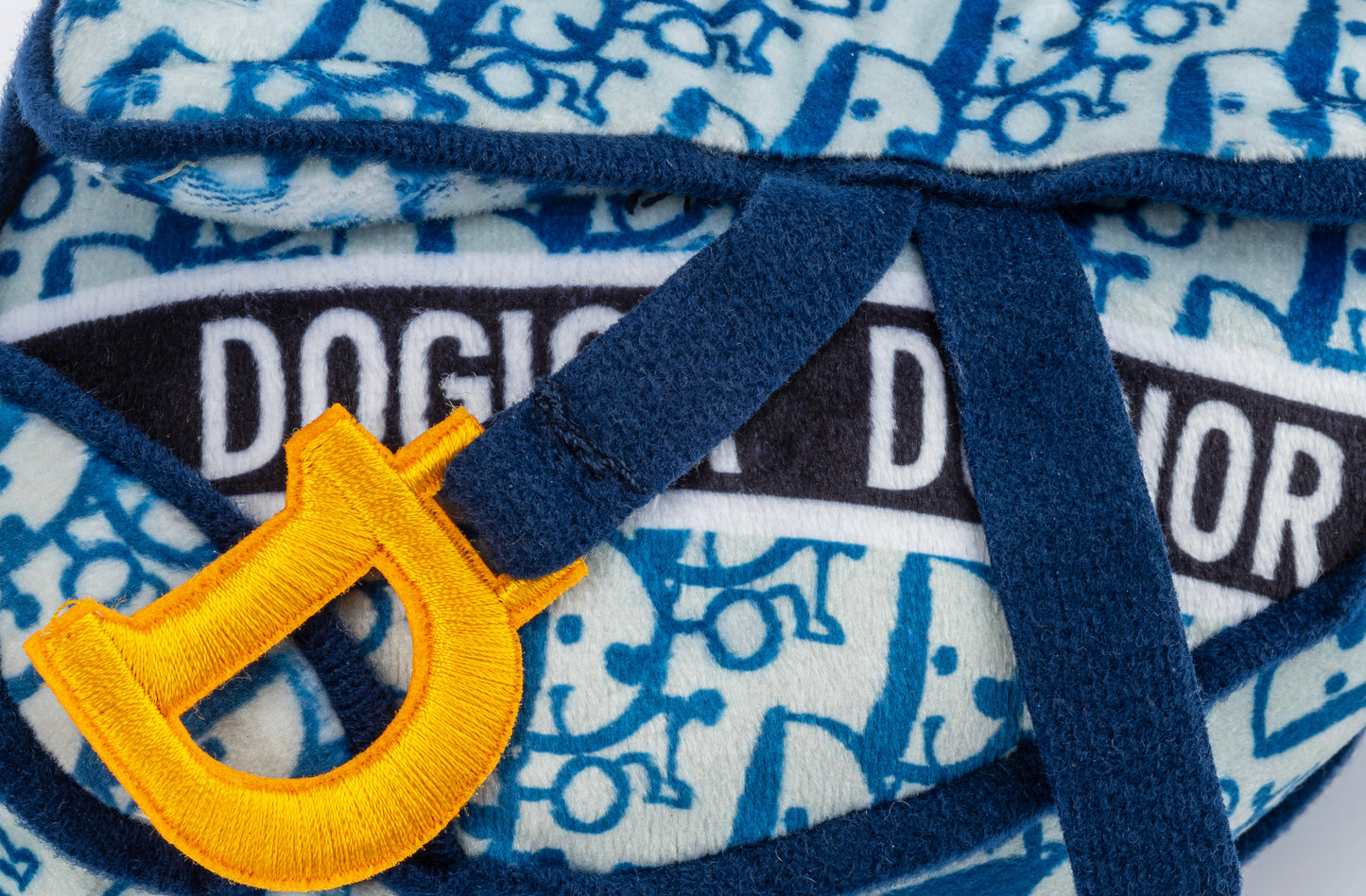 Dogior Saddle Bag - Navy | Squeaky Plush Dog Toy with Crinkle & Mesh Lining