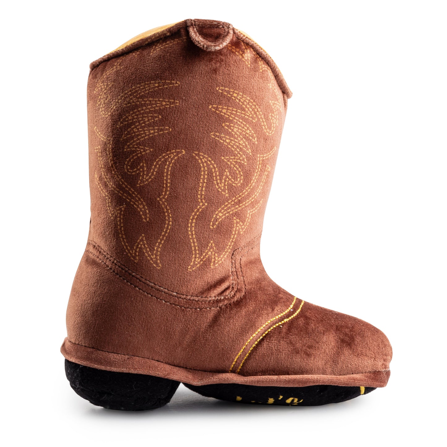 Brown Cowboy Boot | Squeaky Plush Dog Toy with Crinkle & Mesh Lining