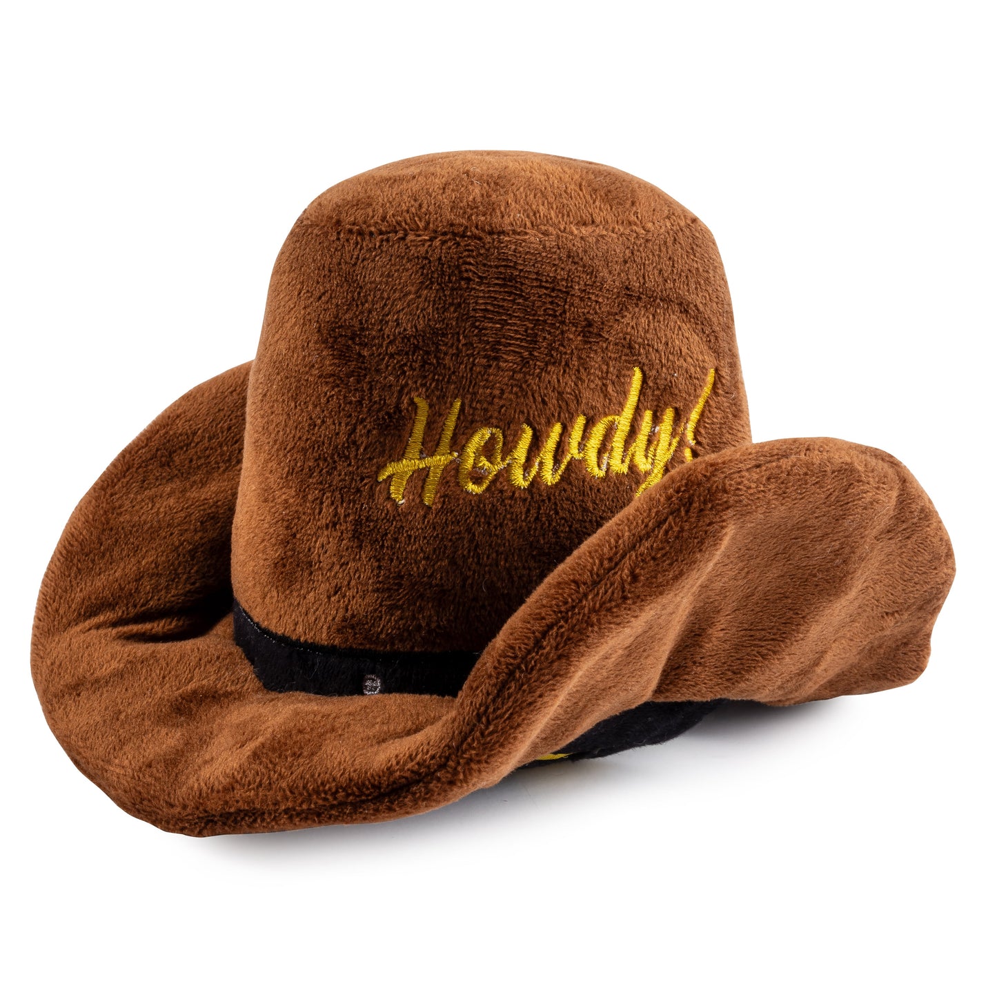 Brown Cowboy Hat | Squeaky Plush Dog Toy with Crinkle & Mesh Lining