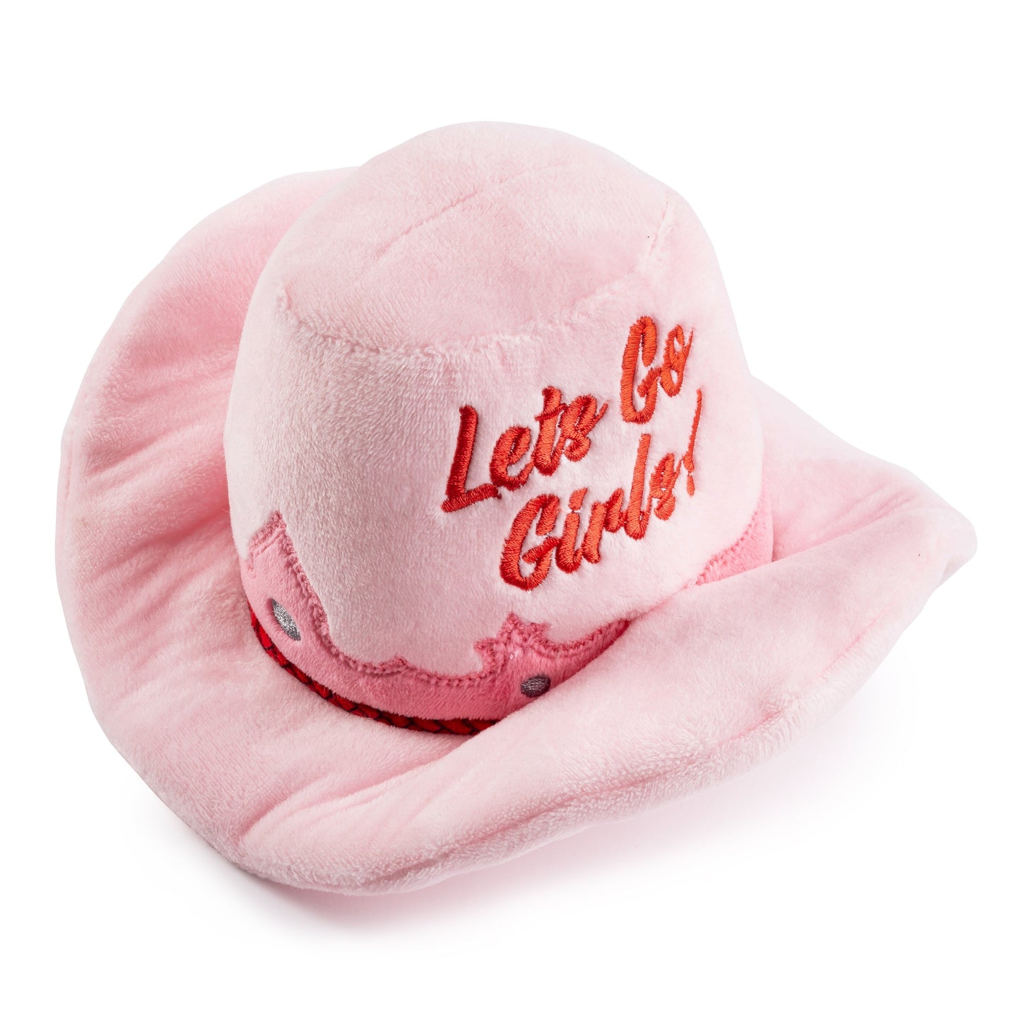 Pink Cowgirl Hat | Squeaky Plush Dog Toy with Crinkle & Mesh Lining