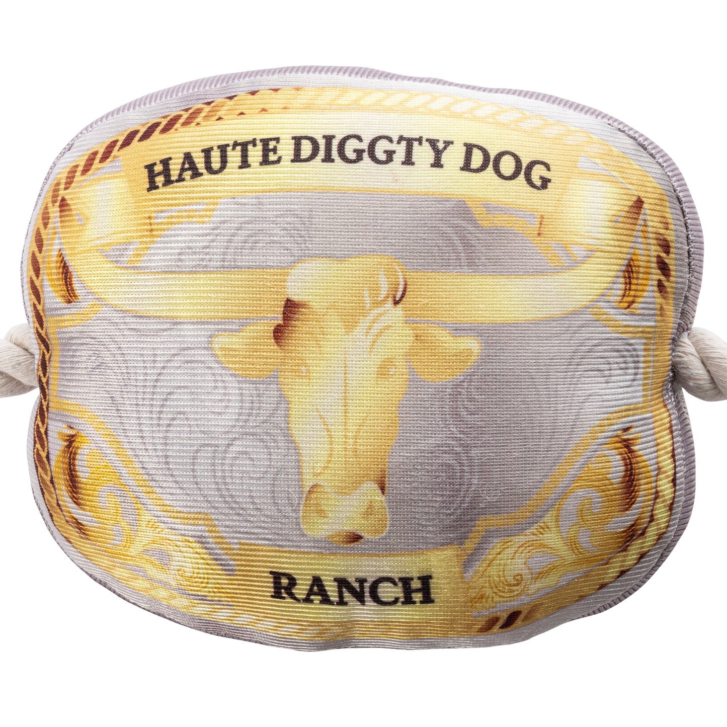 Western Belt Buckle | Squeaky Plush Dog Toy with Crinkle & Mesh Lining