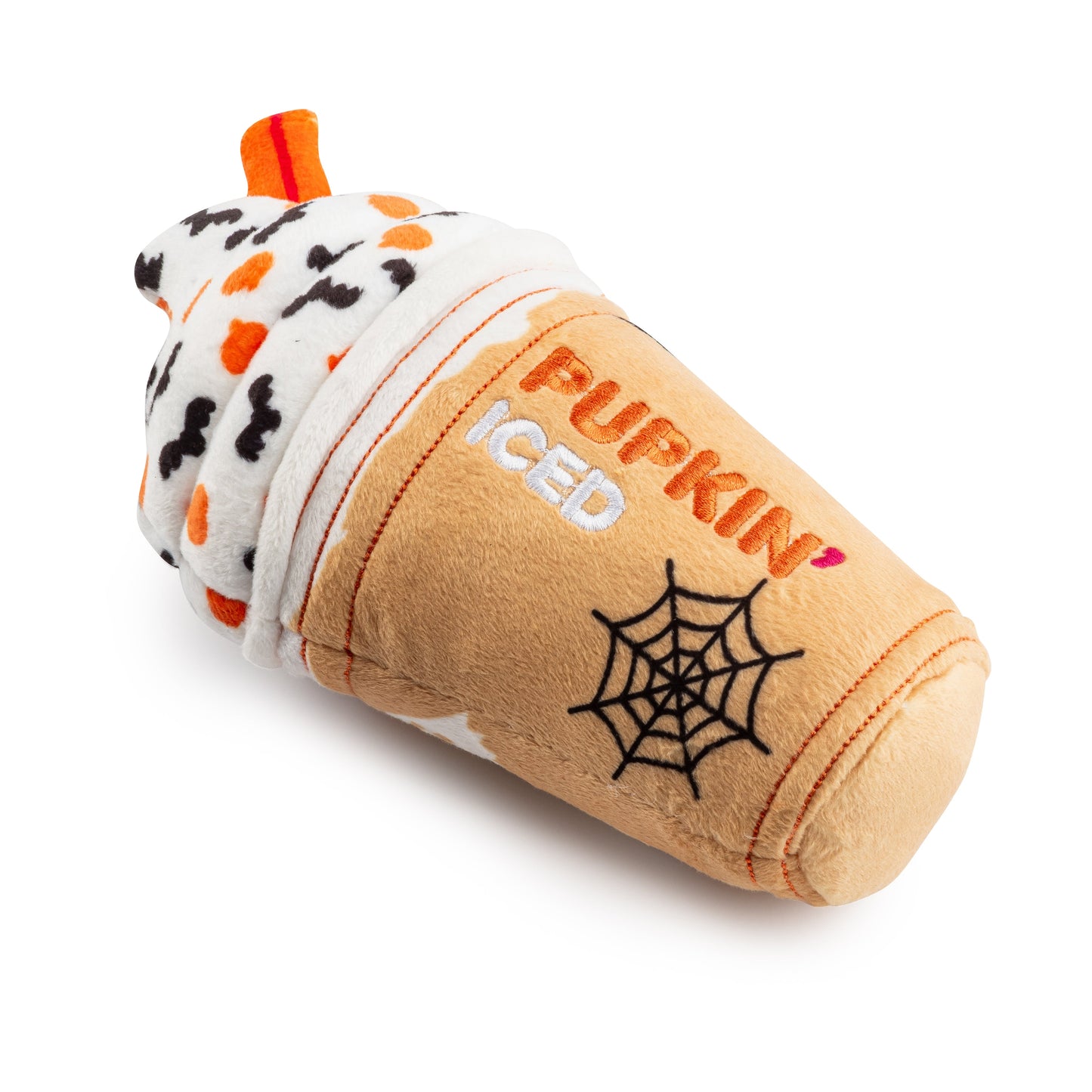 Pupkin' Donuts Halloween Iced Cup | Squeaky Plush Dog Toy with Crinkle & Mesh Lining