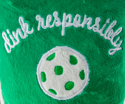 Green Stripe Pickleball Paddle | Squeaky Plush Dog Toy with Crinkle & Mesh Lining