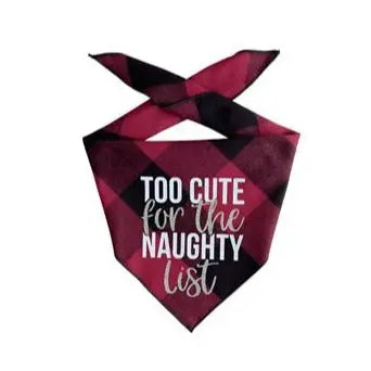Naughty List Christmas Bandana | Holiday Bandana | LUXE Red Flannel Reversible Bandana Hunter K9