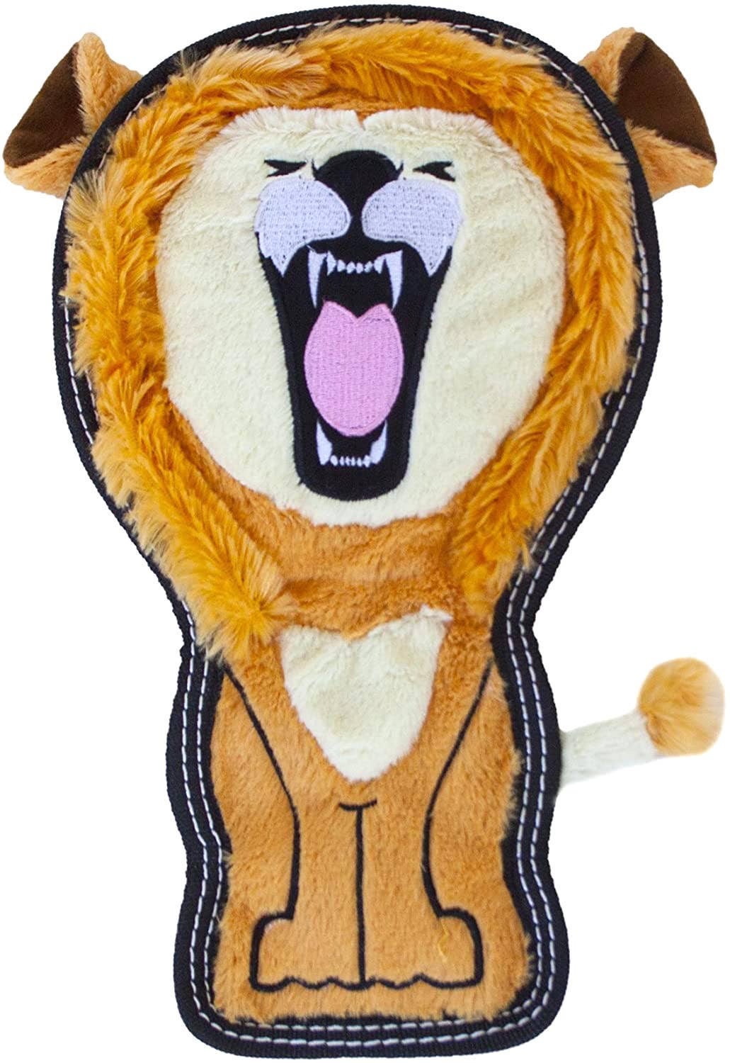 Outward Hound Tough Seamz Lion Durable Plush Dog Toy Tan MED