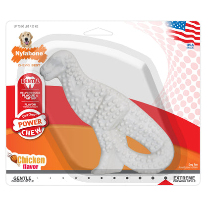 Nylabone Power Chew Dental Dinosaur Dog Toy Chicken 1ea/Large/Giant - Up To 50 lb - Bark & Beyond
