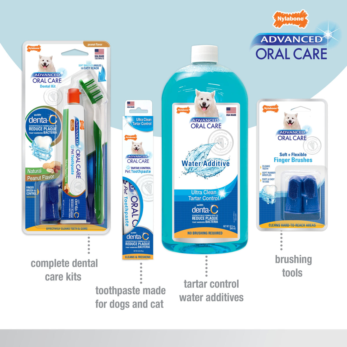 Nylabone Advanced Oral Care Senior Dog Dental Kit with Cushiony Soft-Bristle Toothbrush Bacon 1ea - Bark & Beyond
