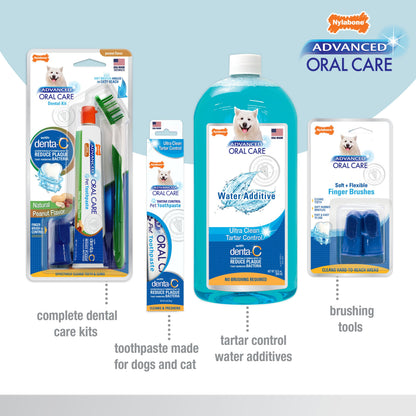 Nylabone Advanced Oral Care Senior Dog Dental Kit with Cushiony Soft-Bristle Toothbrush Bacon 1ea - Bark & Beyond