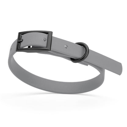BioThane Waterproof Dog Collar - XS: L 9"-12" x W 1/2" - Black OR Brass Hardware