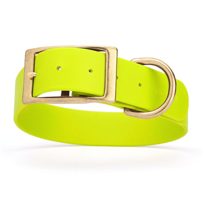 Viper Biothane Waterproof Dog Collar - Brass Hardware - 1.5in Wide, Size L (16 to 20 inches)