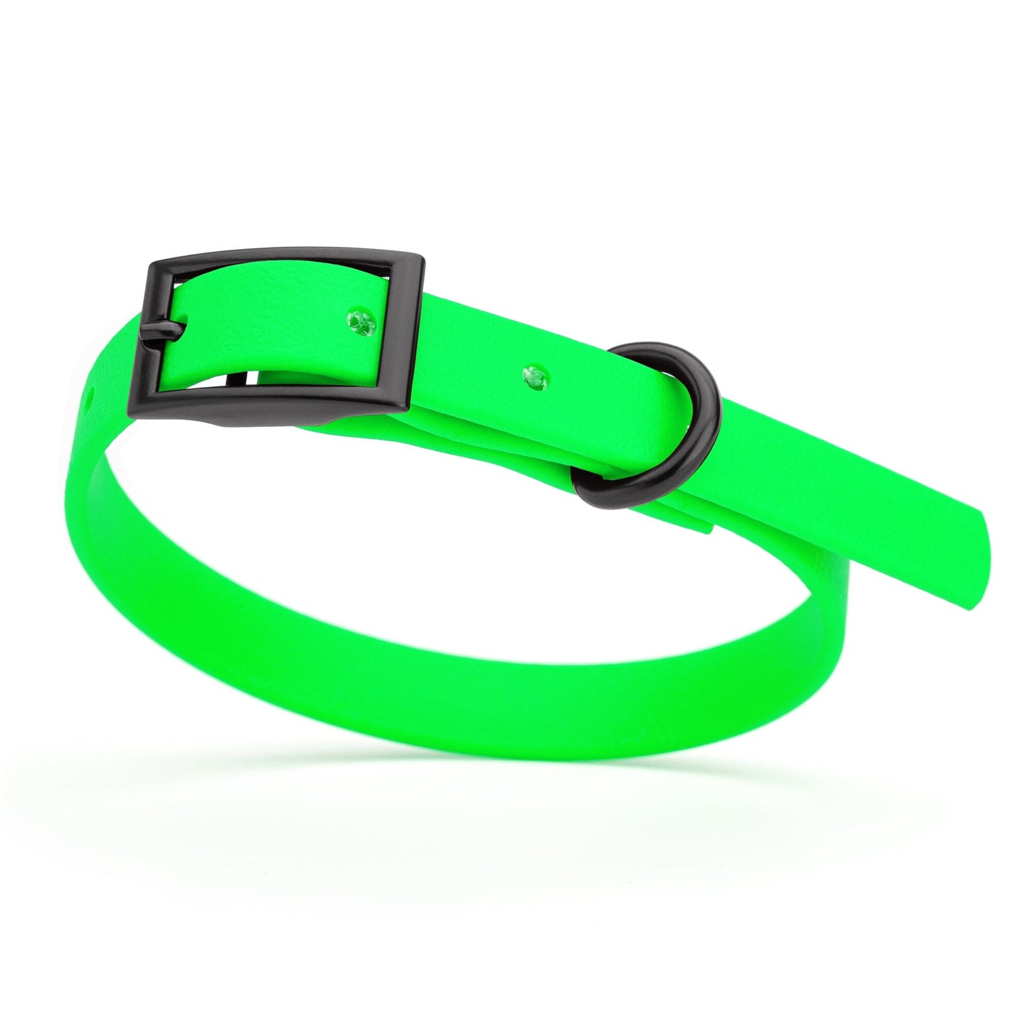 BioThane Waterproof Dog Collar - XS: L 12"-15" x W 5/8" - Black OR Brass Hardware