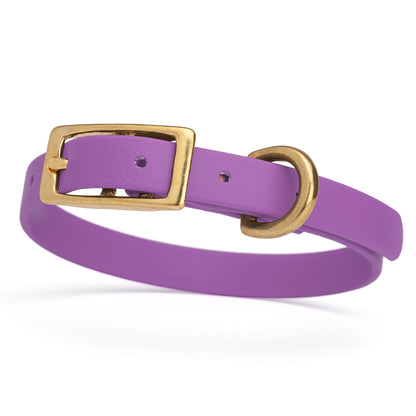 BioThane Waterproof Dog Collar - XS: L 9"-12" x W 1/2" - Black OR Brass Hardware