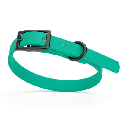 BioThane Waterproof Dog Collar - XS: L 12"-15" x W 5/8" - Black OR Brass Hardware