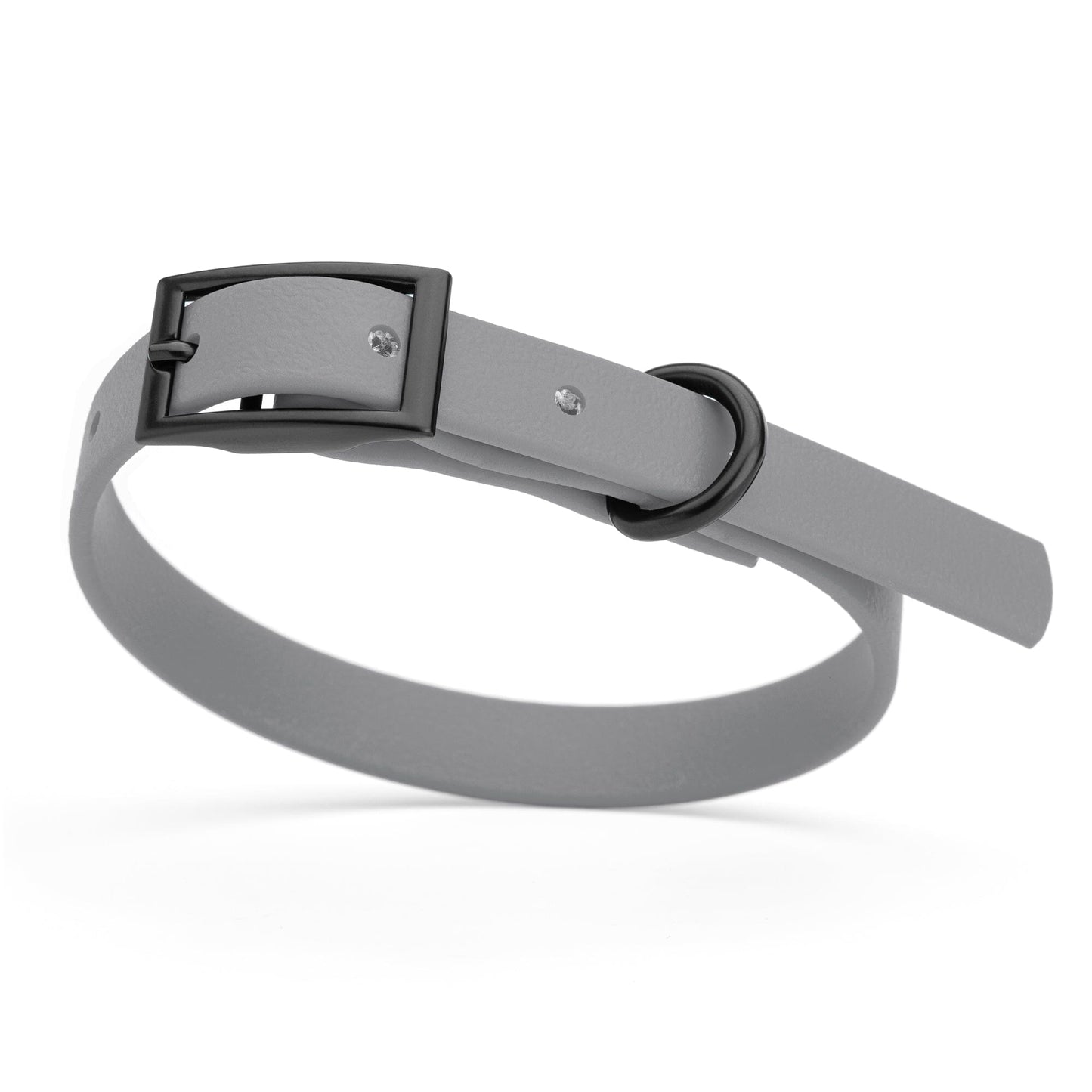 BioThane Waterproof Dog Collar - XS: L 12"-15" x W 5/8" - Black OR Brass Hardware