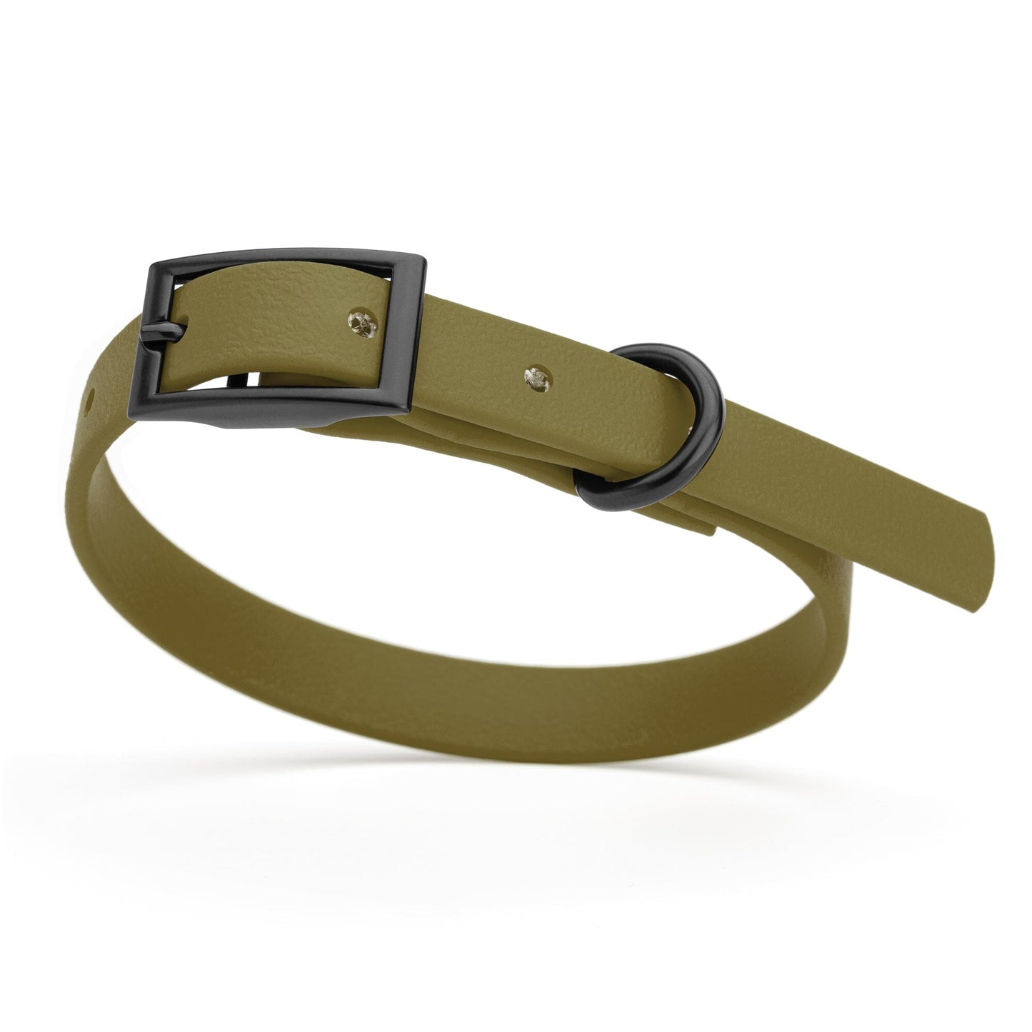 BioThane Waterproof Dog Collar - XS: L 9"-12" x W 1/2" - Black OR Brass Hardware