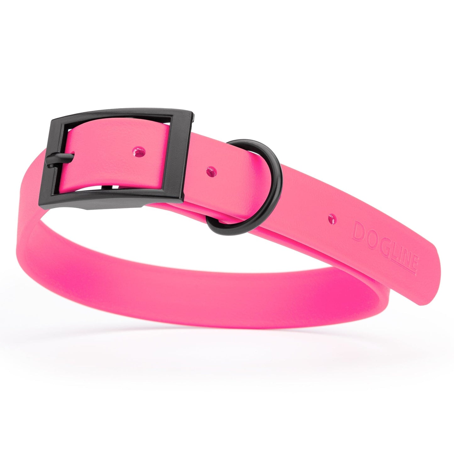 Dogline Biothane Waterproof Dog Collar with Black Hardware - Size L (18 to 22 inches)