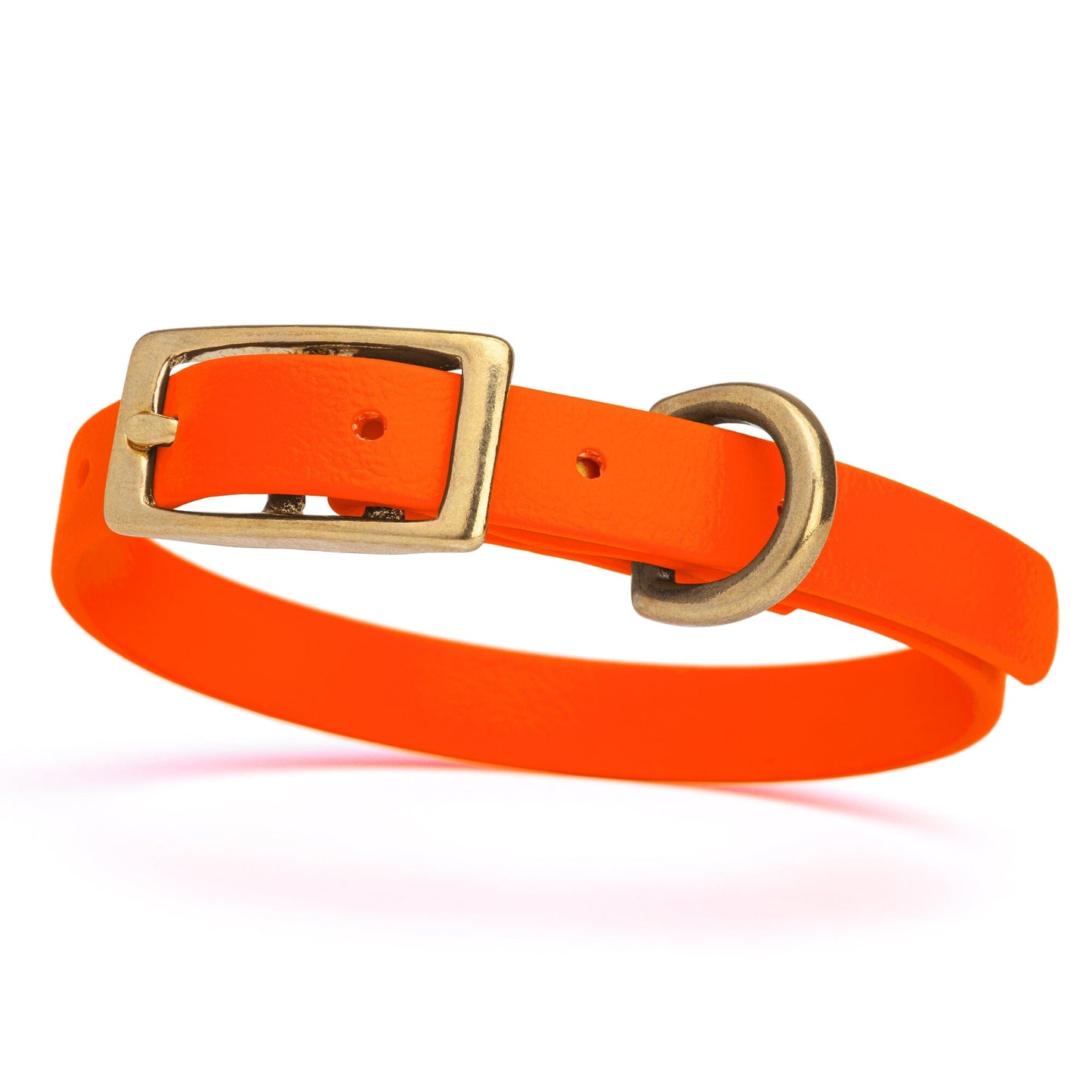 BioThane Waterproof Dog Collar - XS: L 9"-12" x W 1/2" - Black OR Brass Hardware