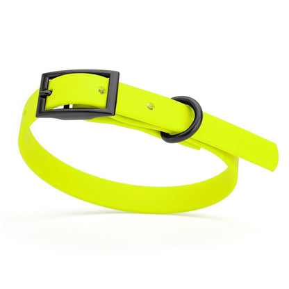 BioThane Waterproof Dog Collar - XS: L 12"-15" x W 5/8" - Black OR Brass Hardware