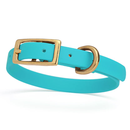 BioThane Waterproof Dog Collar - XS: L 9"-12" x W 1/2" - Black OR Brass Hardware