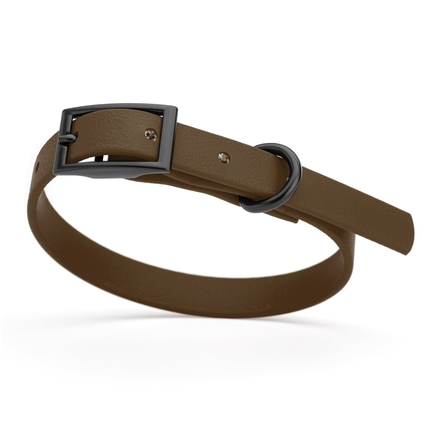 BioThane Waterproof Dog Collar - XS: L 9"-12" x W 1/2" - Black OR Brass Hardware