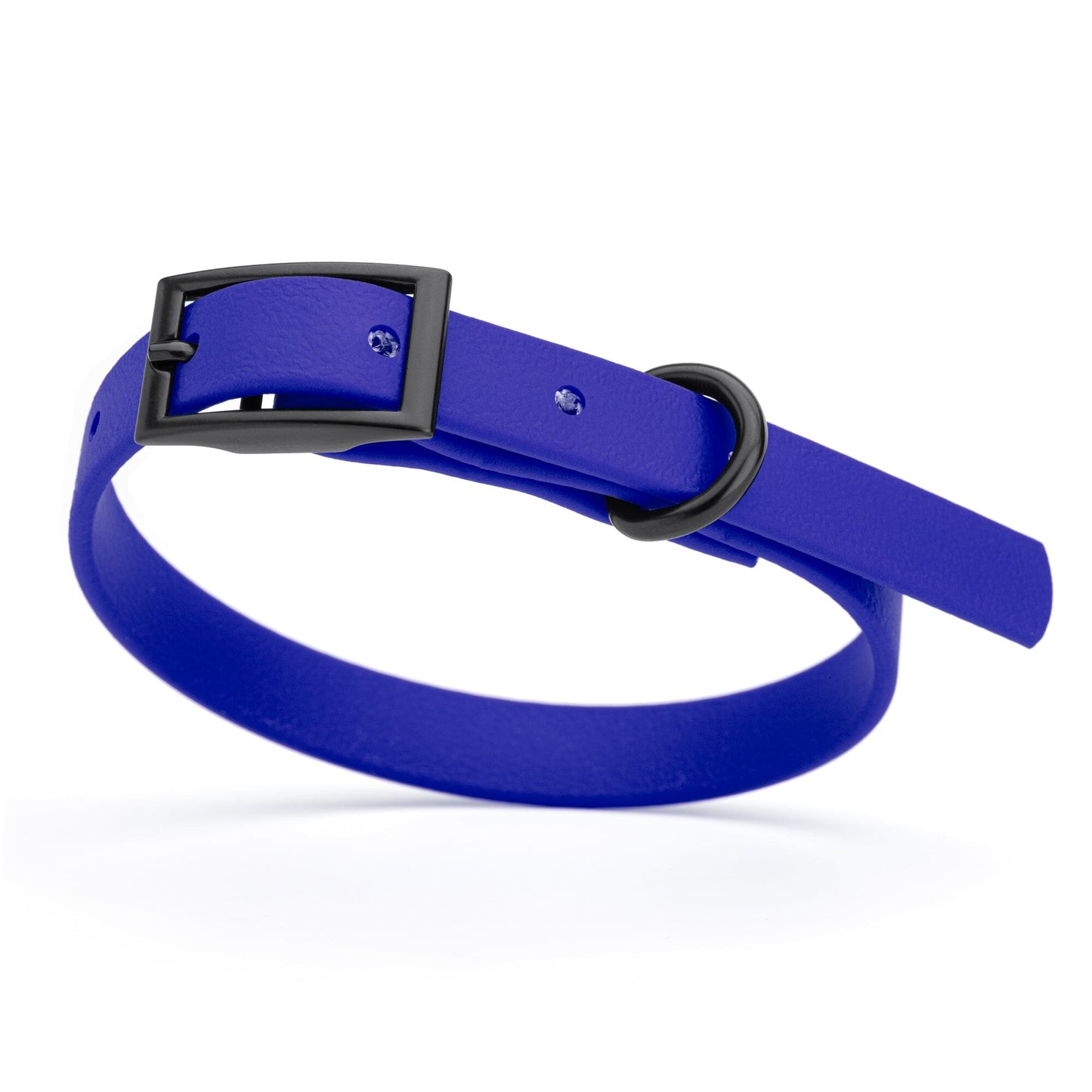 BioThane Waterproof Dog Collar - XS: L 12"-15" x W 5/8" - Black OR Brass Hardware