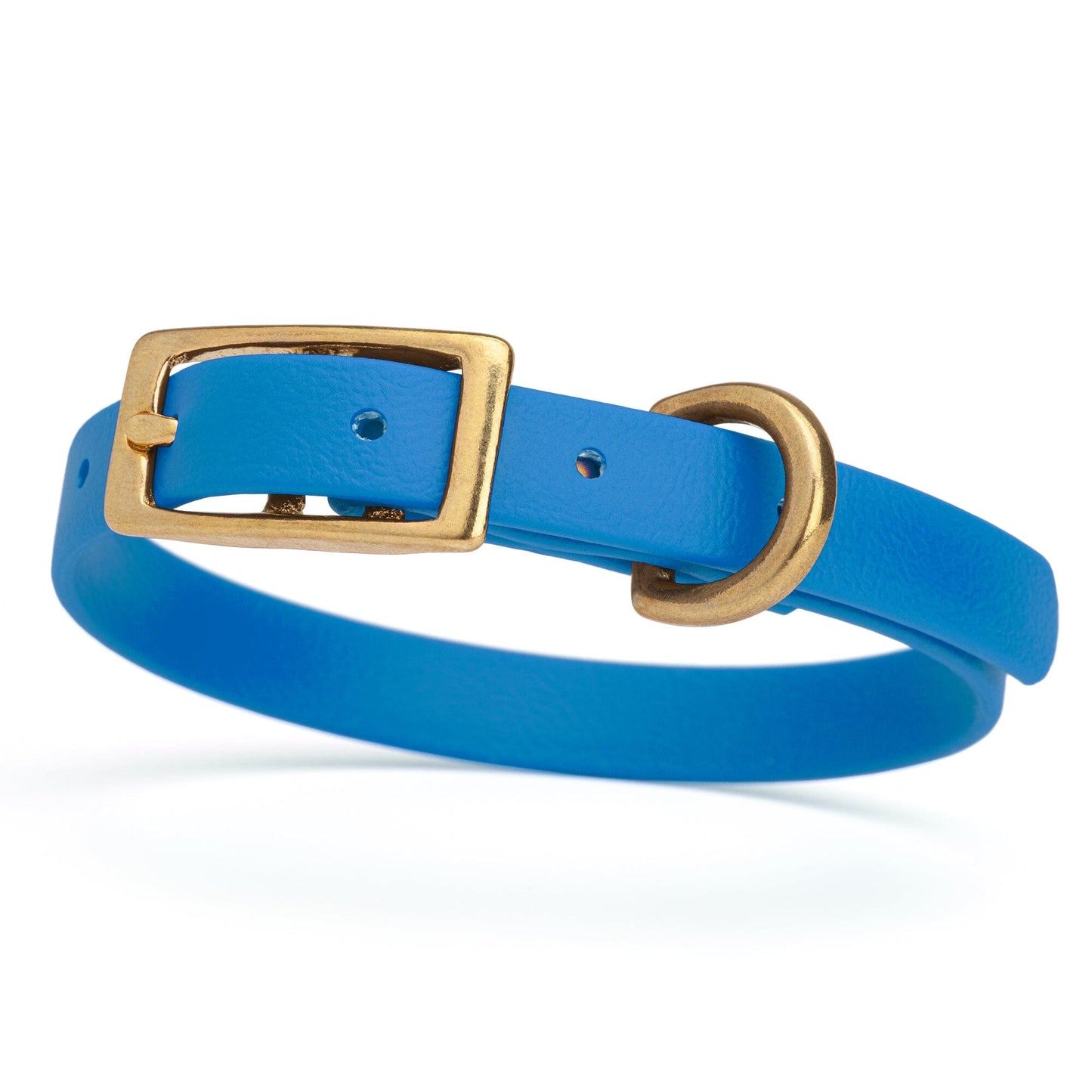 BioThane Waterproof Dog Collar - XS: L 9"-12" x W 1/2" - Black OR Brass Hardware