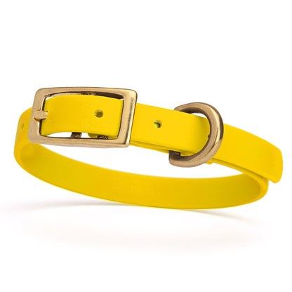 BioThane Waterproof Dog Collar - XS: L 9"-12" x W 1/2" - Black OR Brass Hardware