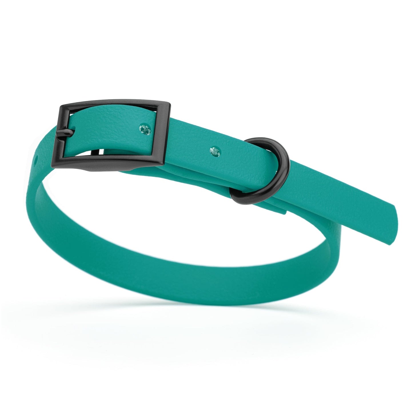 BioThane Waterproof Dog Collar - XS: L 12"-15" x W 5/8" - Black OR Brass Hardware