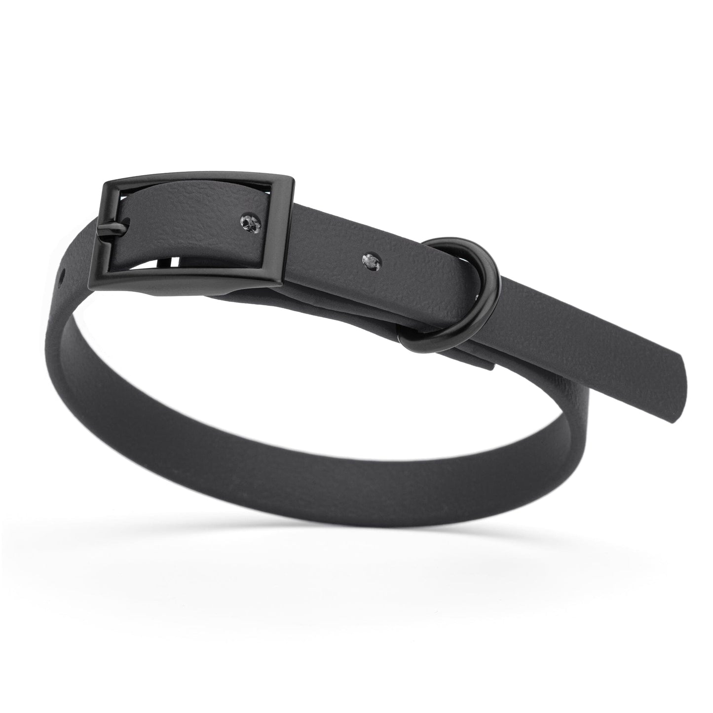 BioThane Waterproof Dog Collar - XS: L 9"-12" x W 1/2" - Black OR Brass Hardware