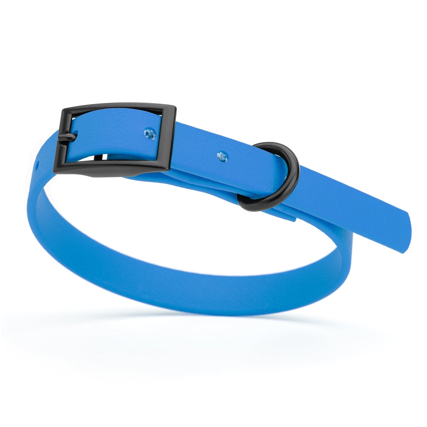 BioThane Waterproof Dog Collar - XS: L 9"-12" x W 1/2" - Black OR Brass Hardware