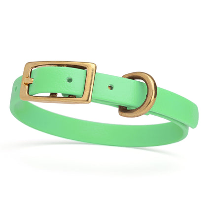 BioThane Waterproof Dog Collar - XS: L 9"-12" x W 1/2" - Black OR Brass Hardware