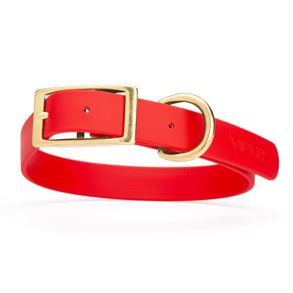 Viper Biothane Waterproof Dog Collar - Brass Hardware - Size L (18 to 22 inches)