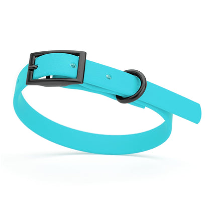 BioThane Waterproof Dog Collar - XS: L 12"-15" x W 5/8" - Black OR Brass Hardware