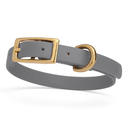 BioThane Waterproof Dog Collar - XS: L 9"-12" x W 1/2" - Black OR Brass Hardware