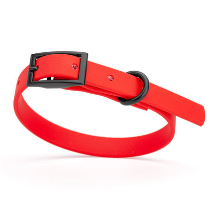 BioThane Waterproof Dog Collar - XS: L 12"-15" x W 5/8" - Black OR Brass Hardware