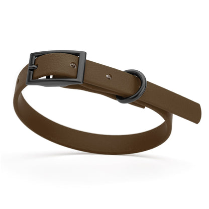 BioThane Waterproof Dog Collar - XS: L 12"-15" x W 5/8" - Black OR Brass Hardware