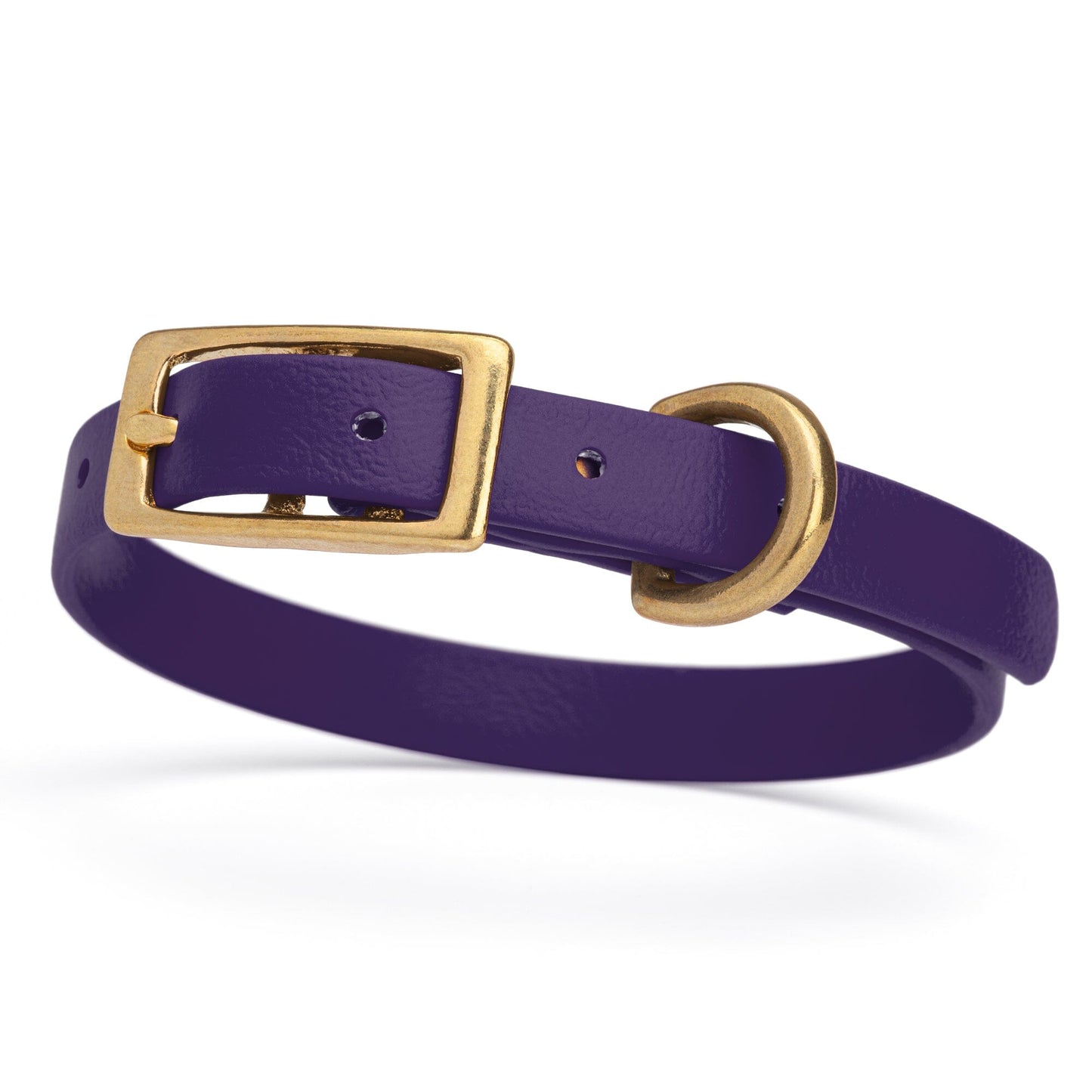 BioThane Waterproof Dog Collar - XS: L 9"-12" x W 1/2" - Black OR Brass Hardware