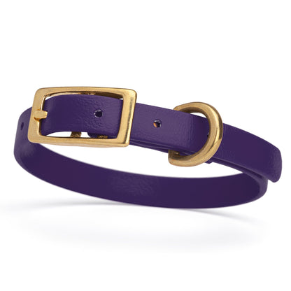 BioThane Waterproof Dog Collar - XS: L 9"-12" x W 1/2" - Black OR Brass Hardware
