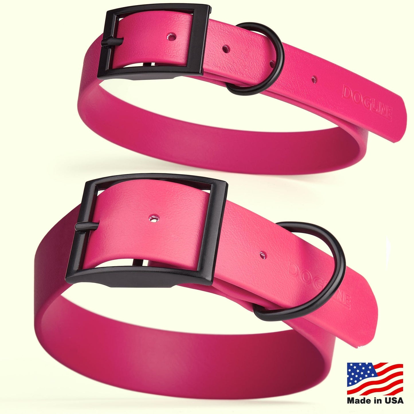Dogline Biothane Waterproof Dog Collar with Black Hardware - Size M (15 to 18 inches)
