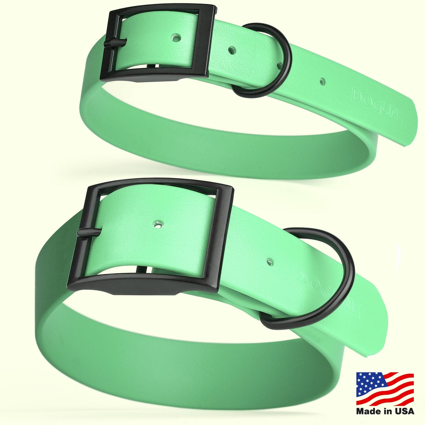 Dogline Biothane Waterproof Dog Collar with Black Hardware -  1.5" Wide, Size L (16 to 20 inches)