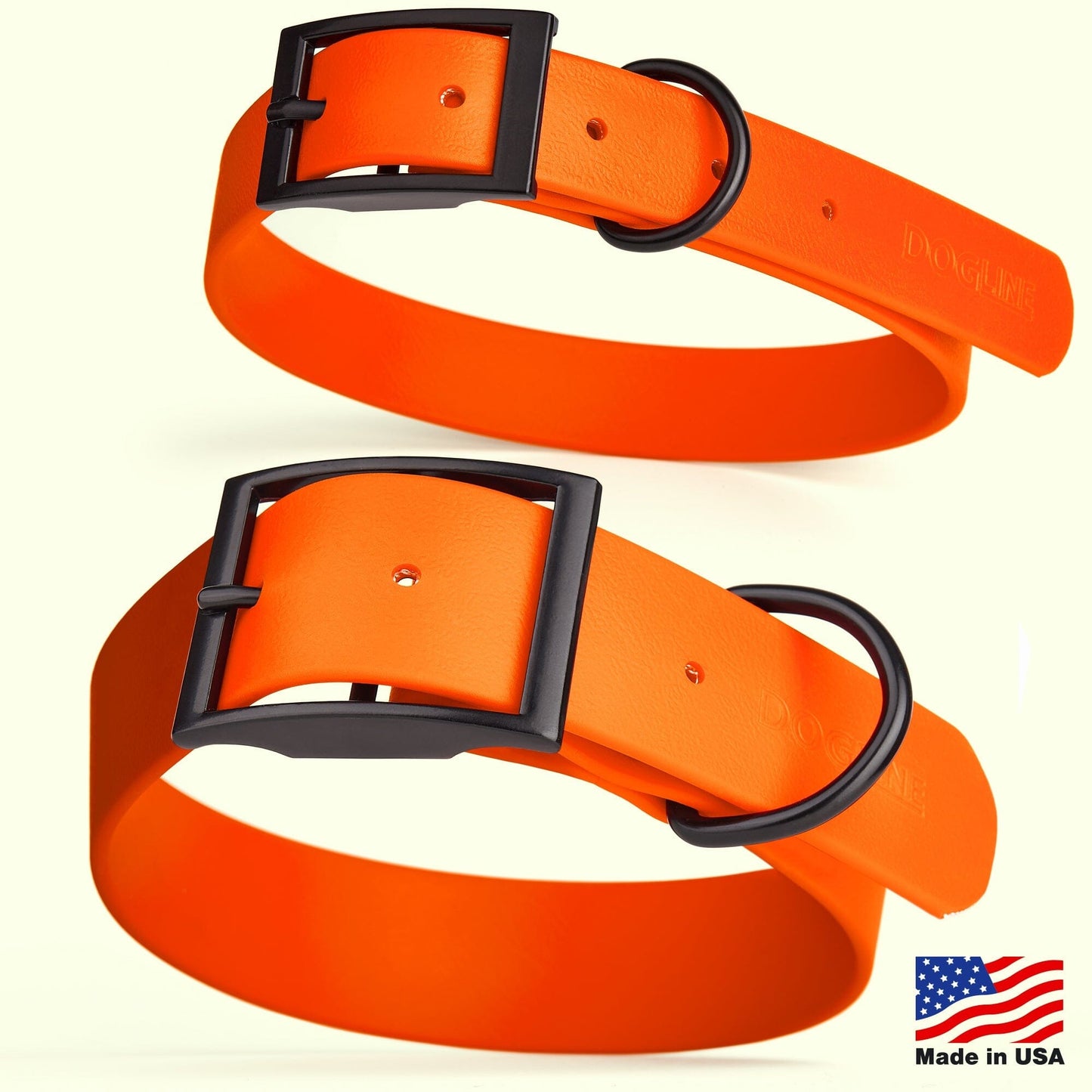 Dogline Biothane Waterproof Dog Collar with Black Hardware -  1.5" Wide, Size XXL (24 to 28 inches)